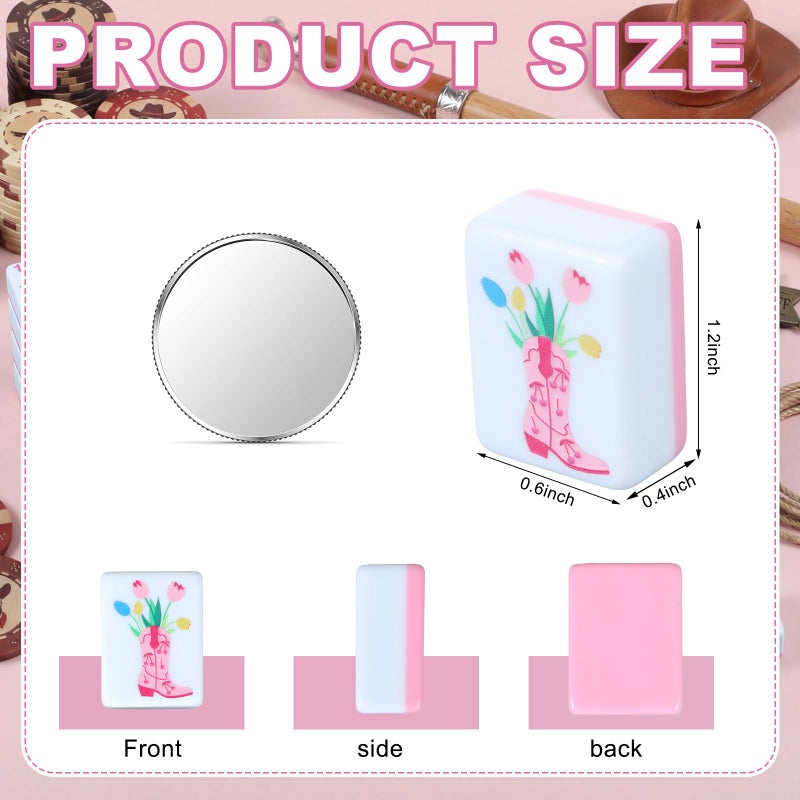 Arrowbash 160 Pcs Pink Cowgirl American Mahjong Set, 1.2 x 0.87 Inches Western Mahjong Tiles, Hand Carved Pattern for Adult Mah Jong Social Games, Beginners, Mah Jong Lovers - Image 2