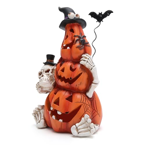 Hodao Halloween Pumpkin Decorations with Light Handmade Pumpkin Ornaments for Halloween Decor Fall Thanksgiving Tabletop Decorations Indoor Outdoor Porch Decor Orange - Image 3