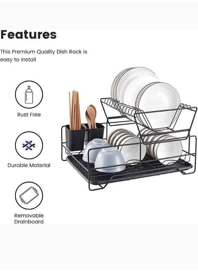 S2C Dish Rack Dish Drying Stand Dish Drainer Plate Rack Dish rake Kitchen Organizer Dish Drying Rack Countertop Large Antibacterial Kitchen Utensils Dish racks Dish Stand  - Image 3