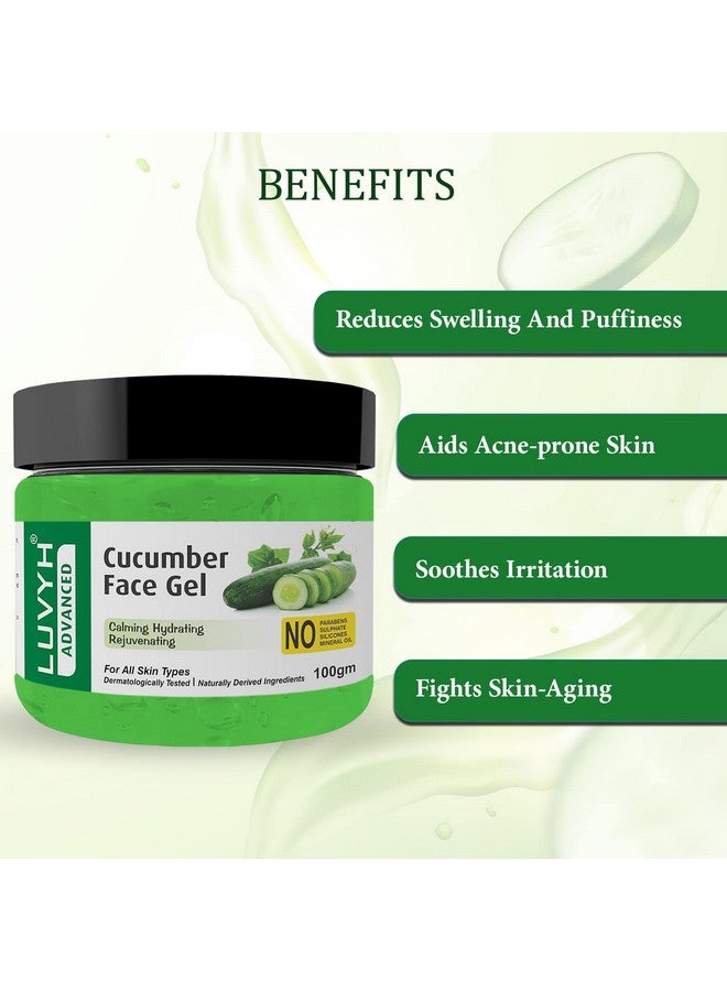 Luvyh Cucumber Face Gel Skin Mustiorizer 100 g, Skin Hydrating Soothing Light Weight Formula, Helps Reduce Redness, Puffiness & Blemishes - Image 3