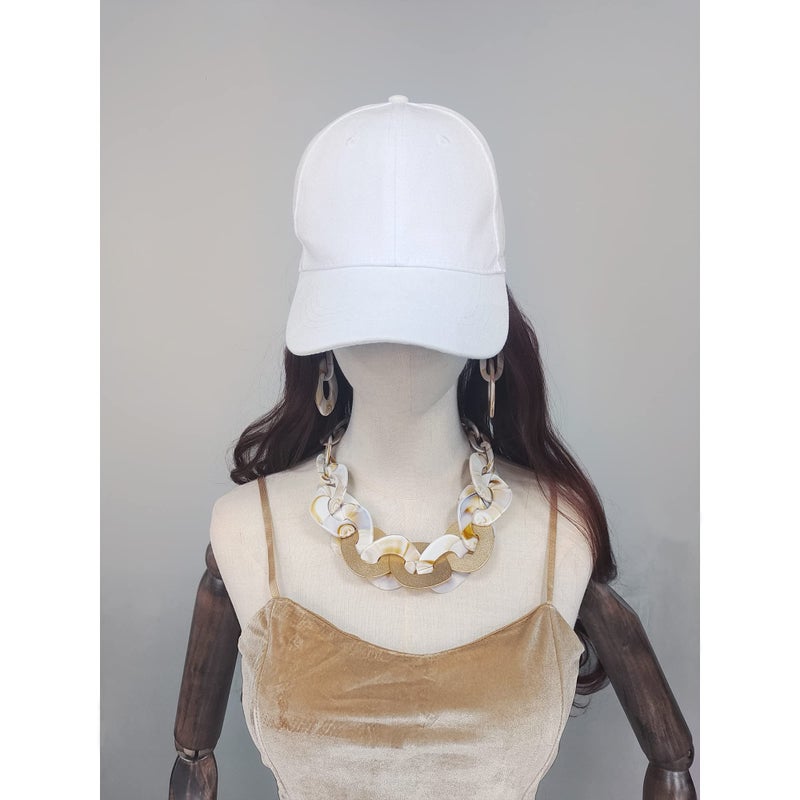 Coiris Statement Chunky Necklace Metal Punk Acrylic Cuban Link Chain Necklaces Bohemian Tortoise Shell Acrylic Resin Chain Link(N0090-Beige) - Image 5