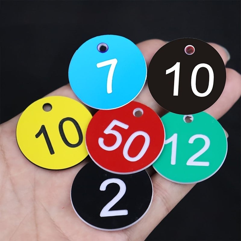 Blue 10pcs Plastic Round Number Tags 1-10 Engraved Identification Locker - Image 2