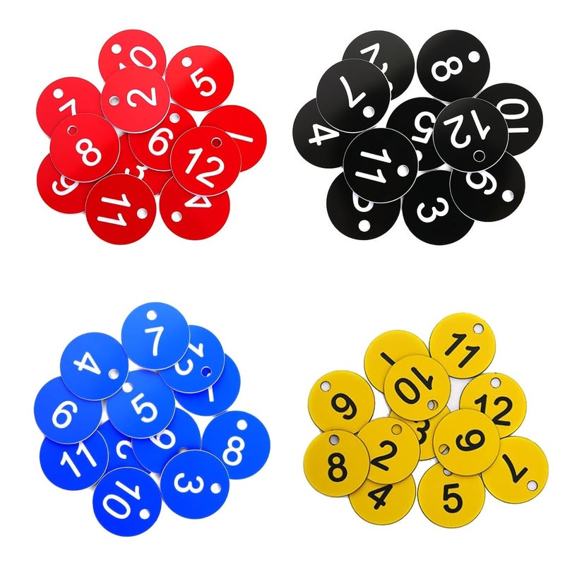 Blue 10pcs Plastic Round Number Tags 1-10 Engraved Identification Locker - Image 1