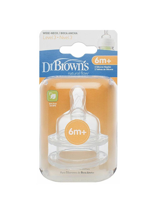 2-Piece Silicone Wide-Neck Bottle Nipple Set
