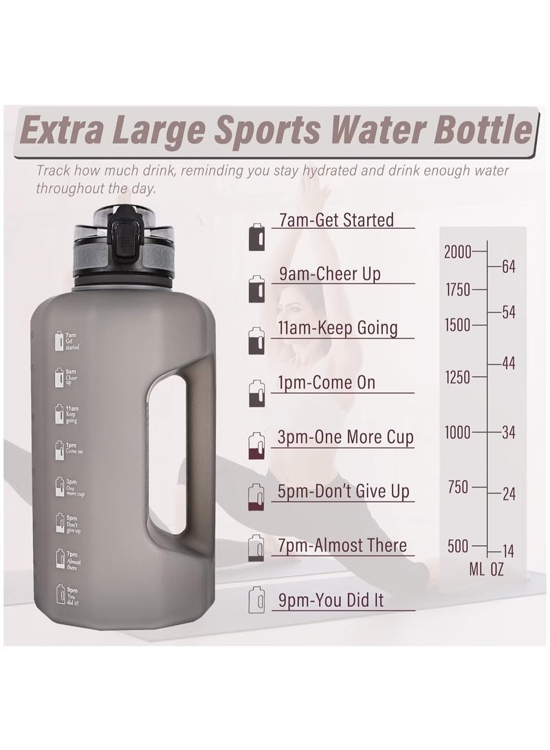 جيفو بوا زجاجة مياه كبيرة بسعة 2.2 لتر مع مقبض ومضادة للتسرب وخالية من مادة BPA بسعة كبيرة وإبريق للمشروبات اليومية للياقة البدنية في صالة الألعاب الرياضية - Image 2