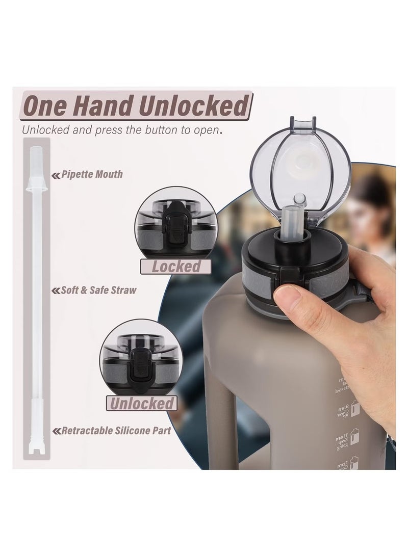 جيفو بوا زجاجة مياه كبيرة بسعة 2.2 لتر مع مقبض ومضادة للتسرب وخالية من مادة BPA بسعة كبيرة وإبريق للمشروبات اليومية للياقة البدنية في صالة الألعاب الرياضية - Image 4