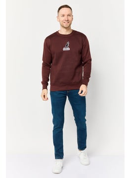 KANGOL Men Crew Neck Embroidered Logo Long Sleeves Sweatshirt, Dark Brown  - Image 2