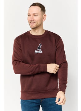 KANGOL Men Crew Neck Embroidered Logo Long Sleeves Sweatshirt, Dark Brown  - Image 1