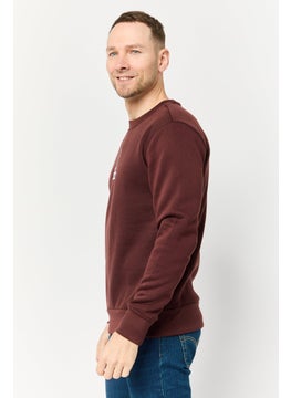 KANGOL Men Crew Neck Embroidered Logo Long Sleeves Sweatshirt, Dark Brown  - Image 3
