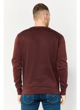 KANGOL Men Crew Neck Embroidered Logo Long Sleeves Sweatshirt, Dark Brown  - Image 4