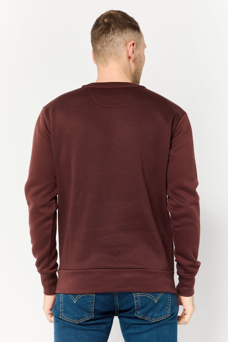 KANGOL Men Crew Neck Embroidered Logo Long Sleeves Sweatshirt, Dark Brown  - Image 4