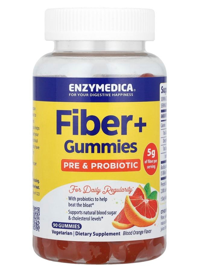ENZYMEDICA Fiber+ Gummies Pre & Probiotic Blood Orange 90 Gummies 