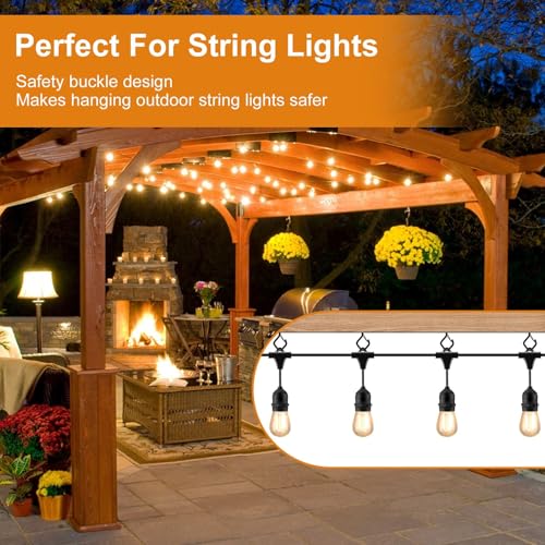 VAZOCA 42 Pcs Screw Hooks for Outdoor String Lights, Q-Hanger Hook with Safety Buckle, Patio Wall Ceilling Square Eye Cup Hook for Hanging Plant Pots Christmas Decor Wire Fairy Led, Wind Nut Driver, Black - Image 2