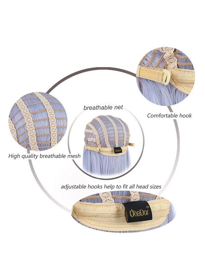 Onedor 30 Inches Long Straight Light Pink Synthetic Hair Women Full Head Cosplay Wig with Wig Cap (T1911 - Light Pink) - Image 5