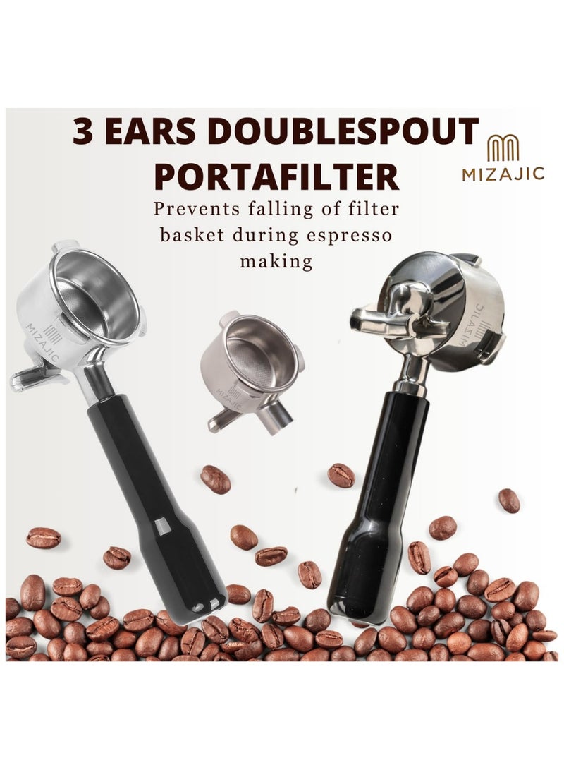 مزاجك فلتر قهوة 51 مم متوافق مع فلتر قهوة DeLonghi Dedica EC680 ذو الفوهتين مع سلة فلتر بديلة من الفولاذ المقاوم للصدأ ومقبض ABS - Image 3