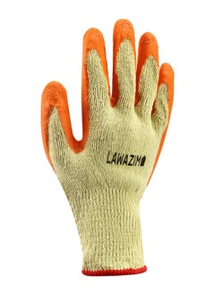 LAWAZIM Gloves - 2 Pairs, 90g, Orange - Rubber Palm-Coated Work Gloves with Wrist Protection, Breathable Seamless Knit Cotton Fabric - Ideal for Construction Mechanics Warehouse Industrial Gardening  - Image 3