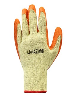 LAWAZIM Gloves - 2 Pairs, 90g, Orange - Rubber Palm-Coated Work Gloves with Wrist Protection, Breathable Seamless Knit Cotton Fabric - Ideal for Construction Mechanics Warehouse Industrial Gardening  - Image 5