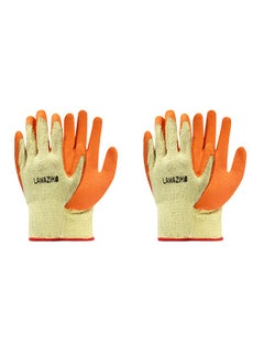 LAWAZIM Gloves - 2 Pairs, 90g, Orange - Rubber Palm-Coated Work Gloves with Wrist Protection, Breathable Seamless Knit Cotton Fabric - Ideal for Construction Mechanics Warehouse Industrial Gardening  - Image 1