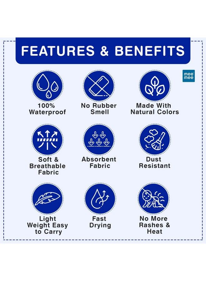mee mee حصيرة قابلة لإعادة الاستخدام مقاومة للماء؛ شرائح جافة فائقة الامتصاص؛ واقي سرير عبوة من 2 (70سم × 100سم) (أزرق ملكي متوسط) - Image 3