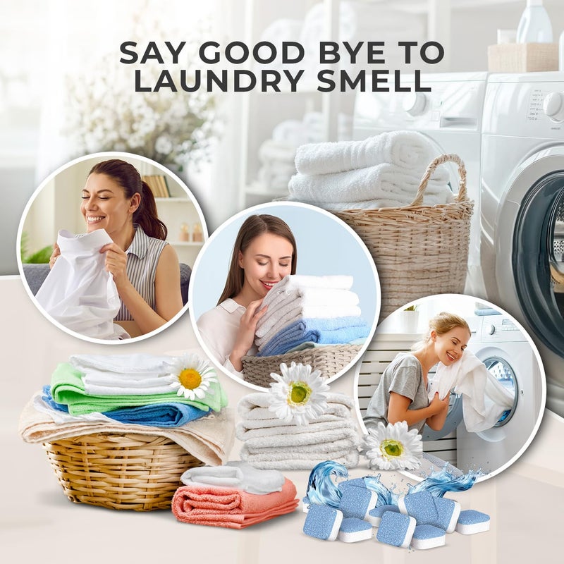Washing Machine Cleaner Tablets - Deep Clean Washer Descale, Laundry Tub Cleaning Solution, Smell Fresh, Eliminates Buildup & Dirt, For Front & Top Load Washers, Easy-to-Use Tablets, 24 Pack - Image 4