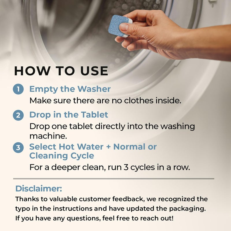 Washing Machine Cleaner Tablets - Deep Clean Washer Descale, Laundry Tub Cleaning Solution, Smell Fresh, Eliminates Buildup & Dirt, For Front & Top Load Washers, Easy-to-Use Tablets, 24 Pack - Image 2