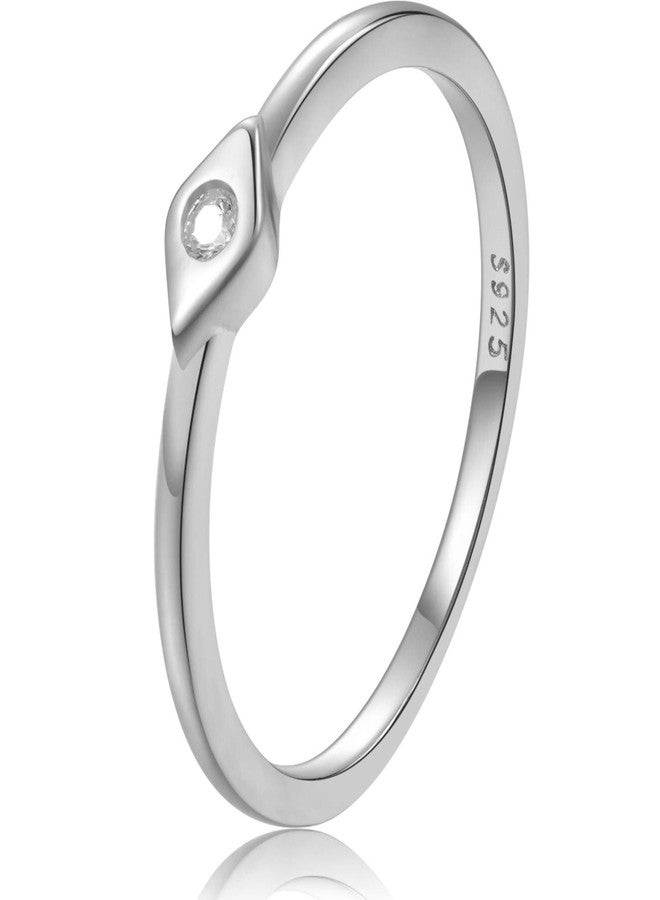 LEMON GRASS Sterling Silver Evil Eye Dainty Ring Size 8 - Image 1