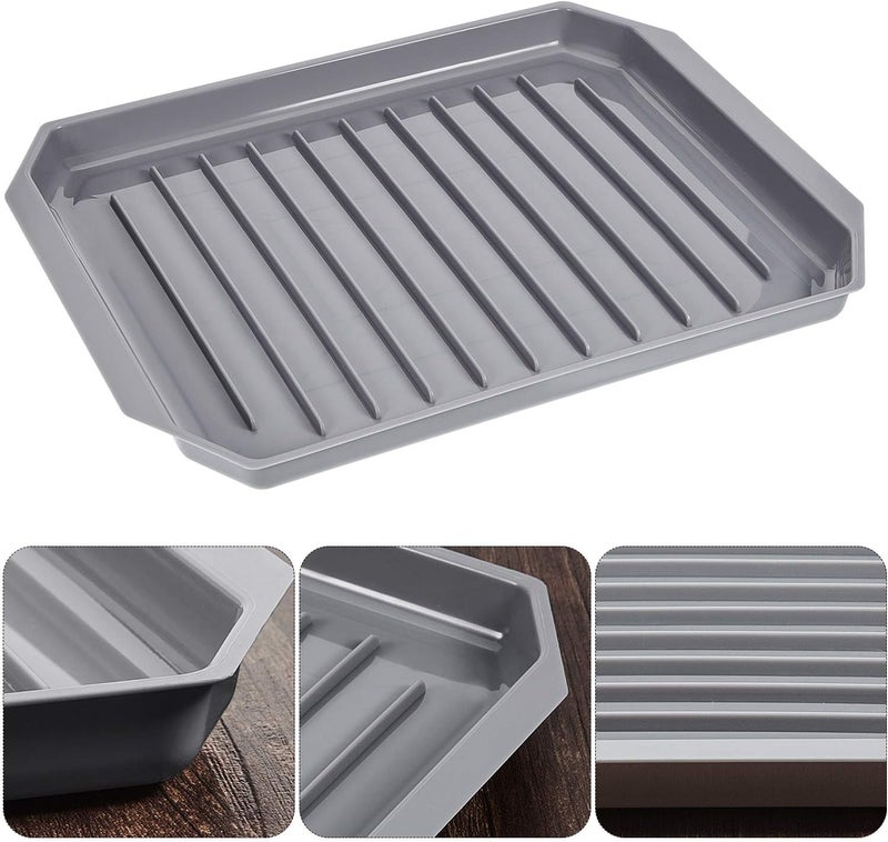 Shappy 2 Pieces Microwave Bacon Tray Microwave Bacon Cooker Grill Rack Piratical Baking Oven Tray for Frozen Snacks Frozen Pizza Cooking Supplies Grey 106 x 866 Inch  - Image 3