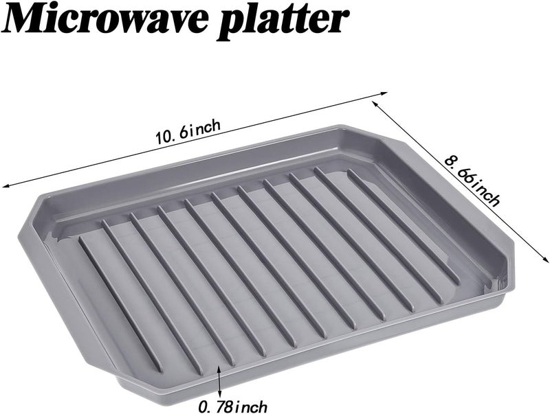 Shappy 2 Pieces Microwave Bacon Tray Microwave Bacon Cooker Grill Rack Piratical Baking Oven Tray for Frozen Snacks Frozen Pizza Cooking Supplies Grey 106 x 866 Inch  - Image 2