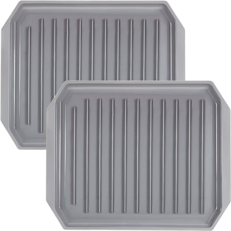 Shappy 2 Pieces Microwave Bacon Tray Microwave Bacon Cooker Grill Rack Piratical Baking Oven Tray for Frozen Snacks Frozen Pizza Cooking Supplies Grey 106 x 866 Inch  - Image 1