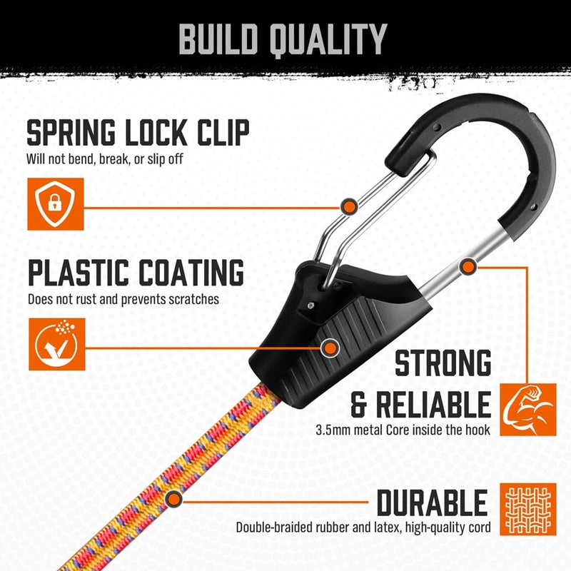 HORUSDY 28-Piece Premium Bungee Cords with Hooks, Includes 10â€, 18â€, 24â€, 36â€, 48â€, Bungee Cord Assortment (10 to 48 Inch) - Image 3