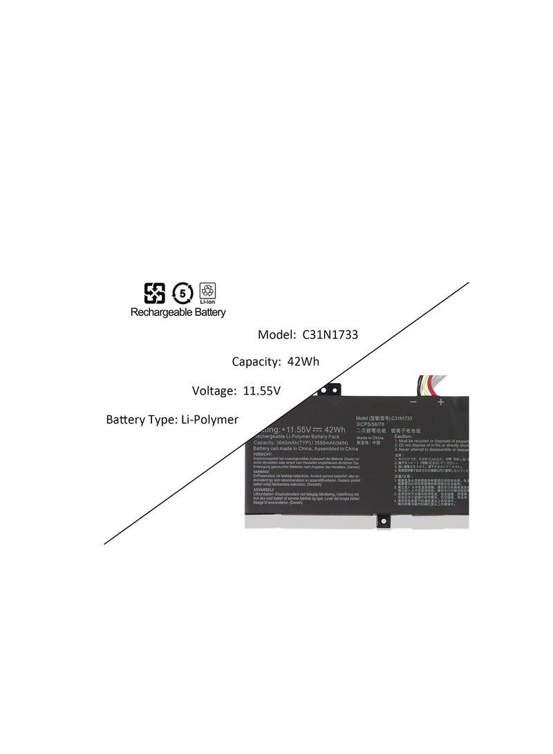 Terabyte بطارية بديلة C31N1733 متوافقة مع سلسلة Asus Vivobook Flip 14 TP412FA TP412UA TP412FA-DB72T TP412FA-EC011T TP412FA-EC013T TP412FA-EC020T TP412UA-0061B8130U TP412UA-1B - Image 3