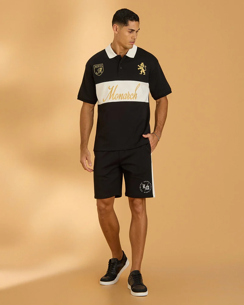 Redtag Men Black Printed Polo Shirt