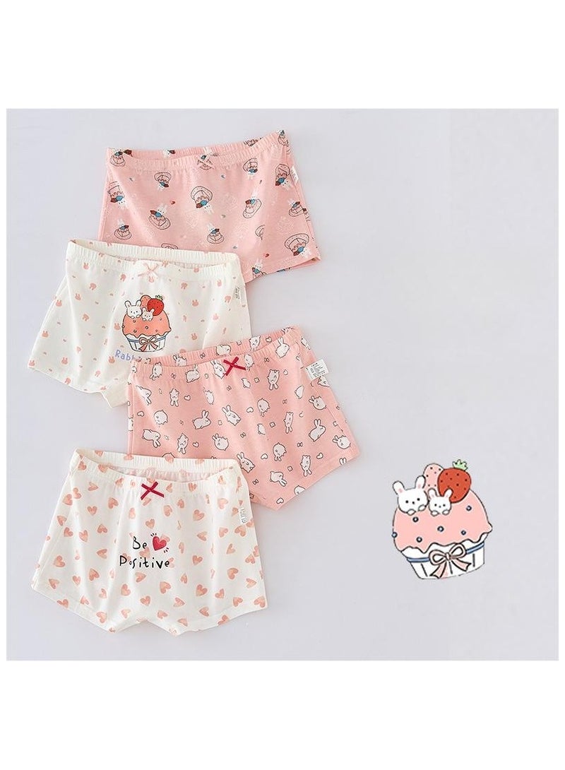 Fashionable Little Girl Cute Style Printed Four Boxer Briefs Suitable For Ages 3-10 - Image 1