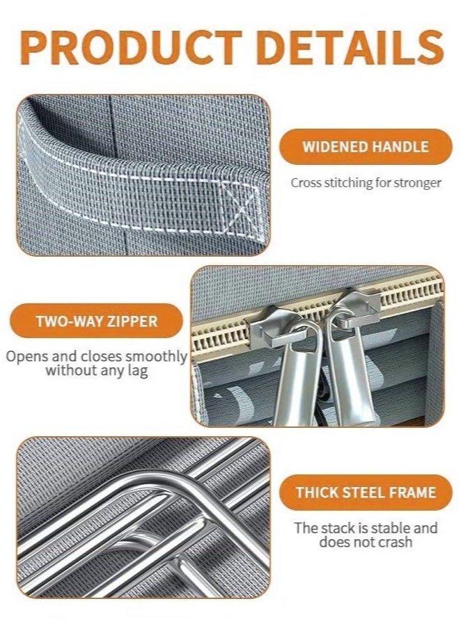 MIXDE 2 Pack Clothes Storage Box, Foldable Clothes Organizer with Zipper and Handle, Clothing Storage Containers for Comforters, Clothes, Blankets（Grey） - Image 5