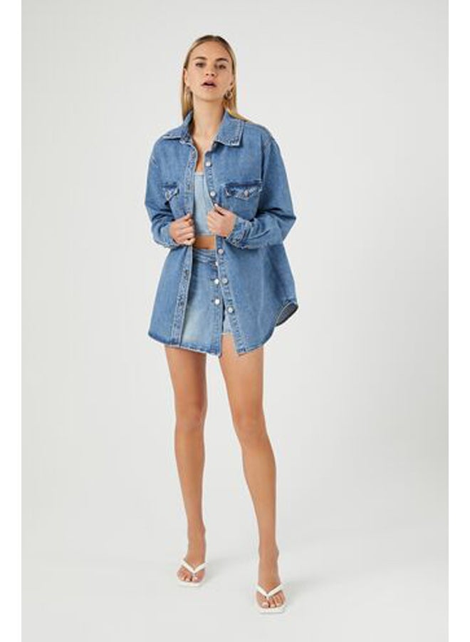 FOREVER 21 Dolphin Hem - Denim Jacket - Image 4