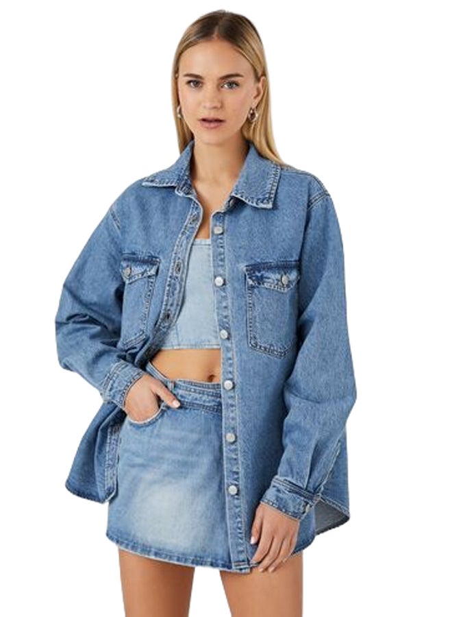 FOREVER 21 Dolphin Hem - Denim Jacket - Image 1