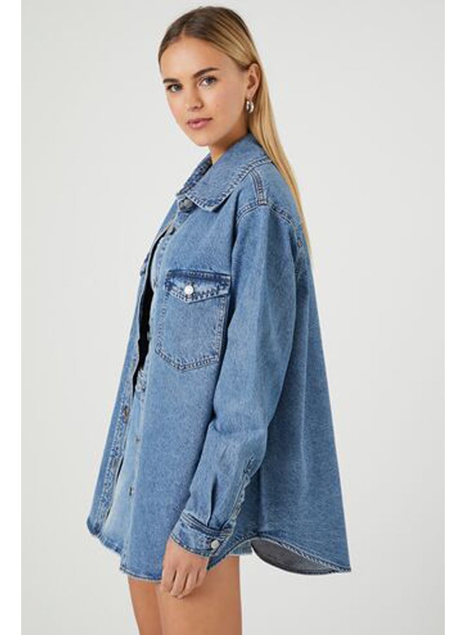 FOREVER 21 Dolphin Hem - Denim Jacket - Image 2