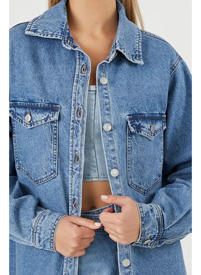 FOREVER 21 Dolphin Hem - Denim Jacket - Image 5