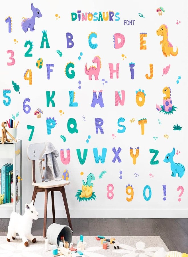 WOYINIS Dino Alphabets Wall Stickers Peel & Stick Vinyl Dinosaur ABC Numbers Wall Decal Colorful Classroom Kids Room Playroom Baby Nursery Wall Decor Early Education Learning Tools - Image 1