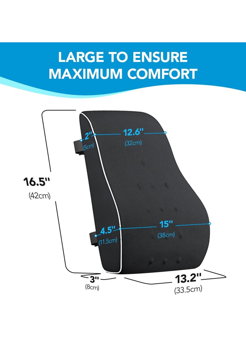 Generic - Support Pillow for Office Chair Memory Foam Back Cushion for Back Pain Relief Improve Posture Large Back Pillow for Car, Computer Chair, Recliner Breathable Mesh Cover Double Adjustable Straps - Image 1
