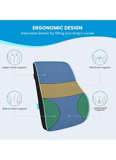 Generic Support Pillow for Office Chair Memory Foam Back Cushion for Back Pain Relief Improve Posture Large Back Pillow for Car, Computer Chair, Recliner Breathable Mesh Cover Double Adjustable Straps  - Image 4