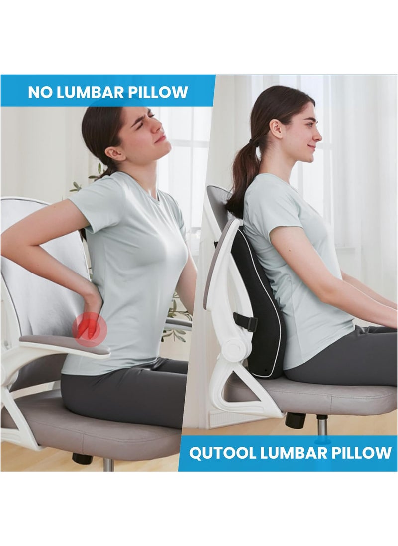 Generic - Support Pillow for Office Chair Memory Foam Back Cushion for Back Pain Relief Improve Posture Large Back Pillow for Car, Computer Chair, Recliner Breathable Mesh Cover Double Adjustable Straps - Image 1