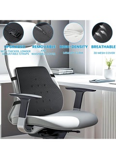 Generic Support Pillow for Office Chair Memory Foam Back Cushion for Back Pain Relief Improve Posture Large Back Pillow for Car, Computer Chair, Recliner Breathable Mesh Cover Double Adjustable Straps  - Image 2