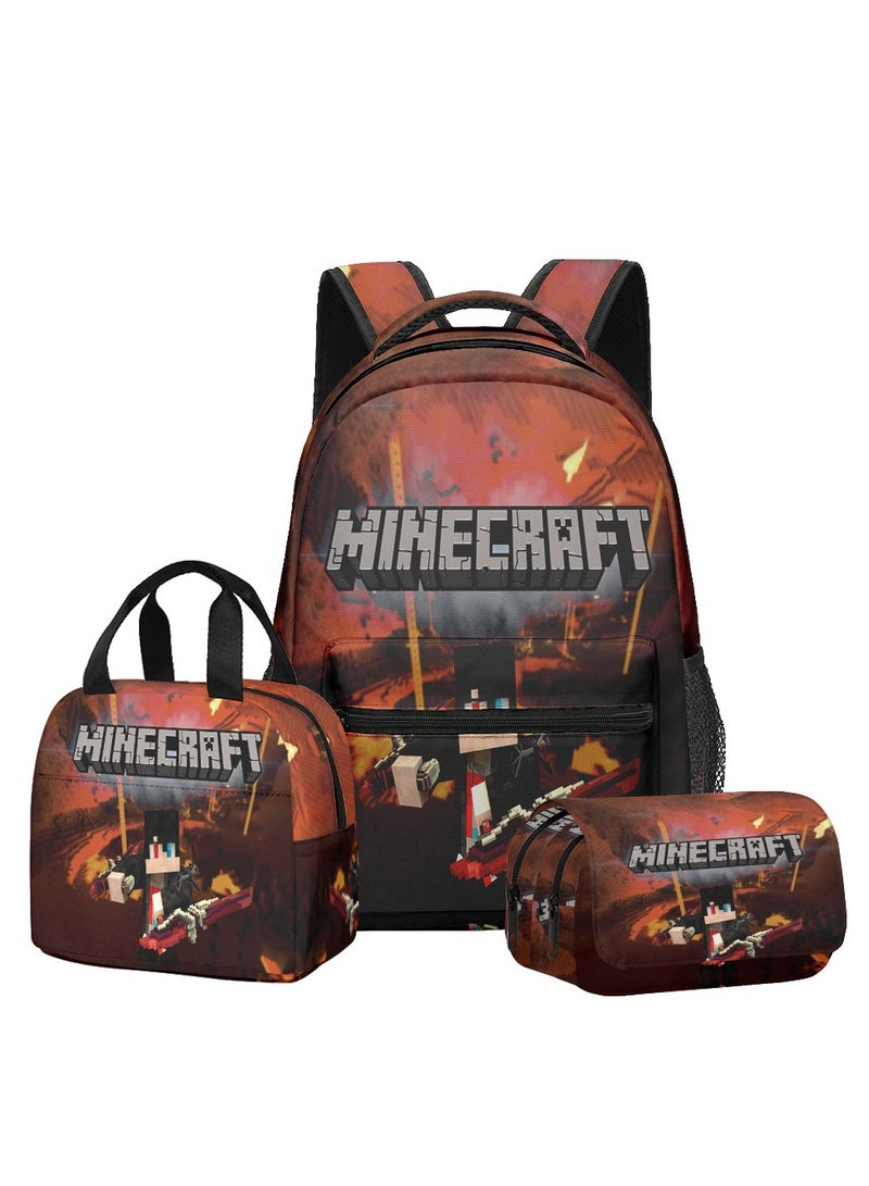 ماين كرافت حقيبة الظهر Minecraft للأطفال والفتيان - حقيبة الظهر مقاومة للماء لمدرسة الألعاب