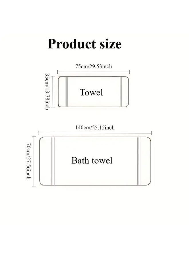 Yellow Large Character Embroidery Towel Set 2PCS Bath Beach Towel Gift Box - Image 4