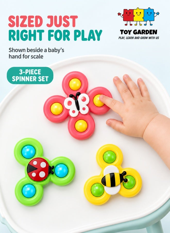 TOY GARDEN Suction Cup Fidget Spinner Toys for Babies & Toddlers, Colourful Animal Spinning Bath Toys, Sensory Activity Toy for Bathtub, High Chair & Smooth Surfaces, Kids Birthday Gift - Image 4