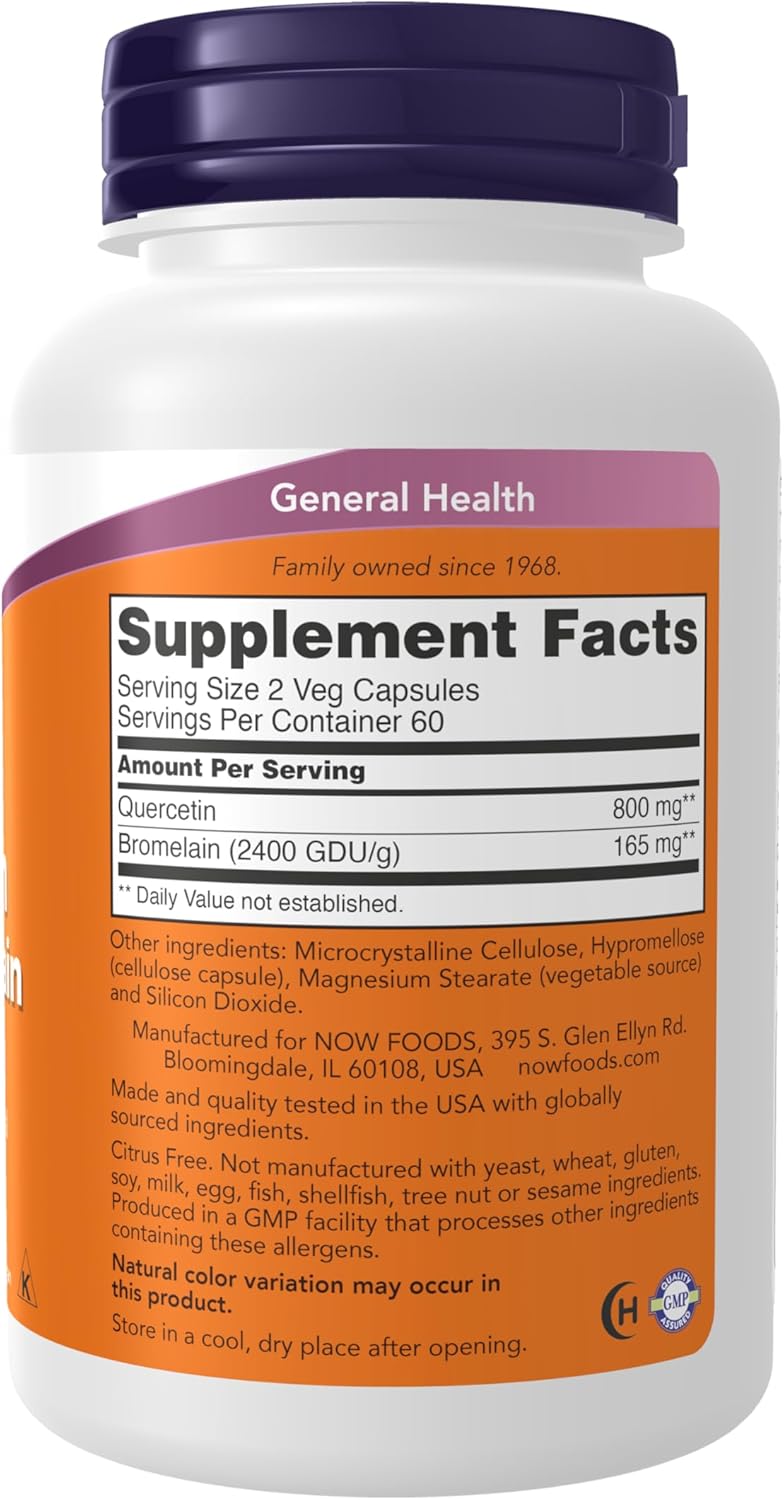 NOW Foods كيرسيتين مع بروميلين 120 كبسولة نباتية - Image 2