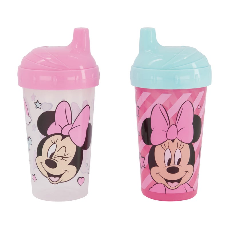 Disney Toddler Sippy Cups for Girls | 10 Ounce Minnie Mouse Sippy Cup Pack of Two with Straw and Lid | Durable Blue Leak Proof Travel Water Bottle for Toddlers - Image 1