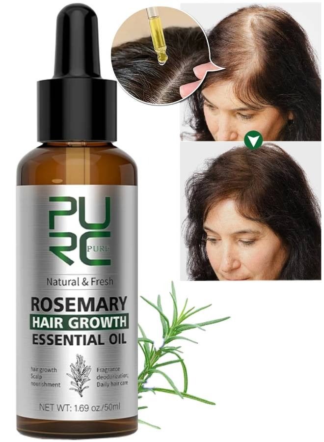 PURC 50ml Rosemary Hair growth Essential Oil Rosemary Essential Oil for Hair Growth Organic Hair growth Oil Hair Regrowth Treatment for Women and Men Hair Strengthening Rosemary Oil - Image 1