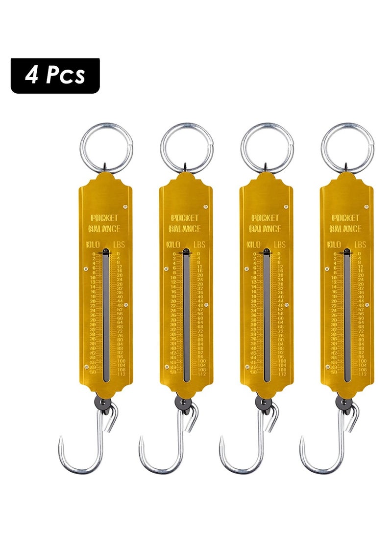 DEFAONS - DEFAONS Pocket Balance Spring Scale Portable Hanging Weighing Scale with Hook 50Kg 112LBS Capacity Dual Scale in Kg Lbs Ideal for Fishing Travel Outdoor Market Use Durable and Compact Design - 4 PCS - Image 1